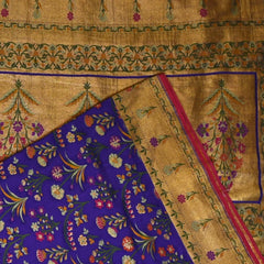 Banarasi Tussur Georgette Purple Saree With Paithani Boarder with Blouse