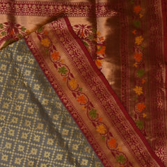 Banarasi Gray Saree Paithani Boarder with Blouse