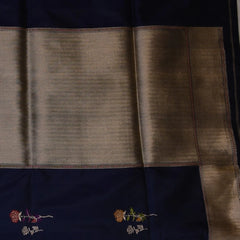 Banarasi Navy Blue Saree Jari Boarder with Blouse