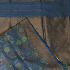 Banarasi Aqua Blue Jari Boarder with Blouse