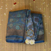 Banarasi Aqua Blue Jari Boarder with Blouse