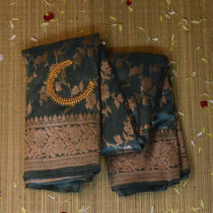 Banarasi Art Silk Gray Saree With Jari Boarder with Blouse