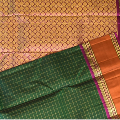 Kanchipuram Silk Deep Jungle Green Saree with Blouse