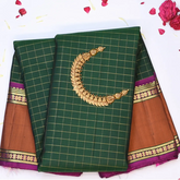 Kanchipuram Silk Deep Jungle Green Saree with Blouse