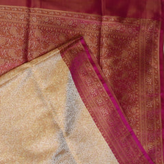 Banarasi Art Silk Cream Saree Pink Thread Work Boarder with Blouse