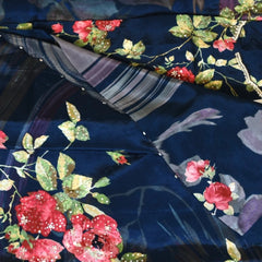 Crepe Navy Blue Saree with Blouse