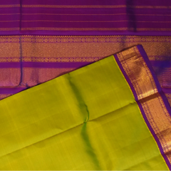 Kanchipuram Silk Mustard Green Saree with Blouse