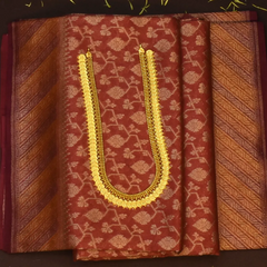 Banarasi Rangkat Cotton Brick Red Saree with Blouse