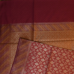 Banarasi Rangkat Cotton Brick Red Saree with Blouse