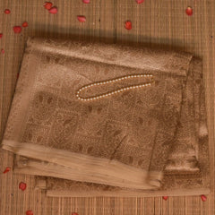 Pale Gold Benares Chanderi Saree with Full Zari Work