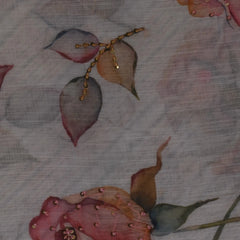 Classic White Cotton Saree with Deep Maroon Floral Touch