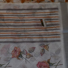 Classic White Cotton Saree with Deep Maroon Floral Touch