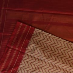 Pochampally Ikkat Ivory Saree with Dark Pink Design and Blouse