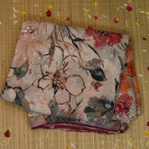 Crepe Silk Half White Multi Colour Saree with Blouse