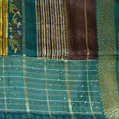 Crepe Silk Green Multi Color Saree With Rama Green Border
