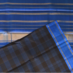 Kanchipuram Silk Charcoal Gray & Steel Blue Saree with Blouse