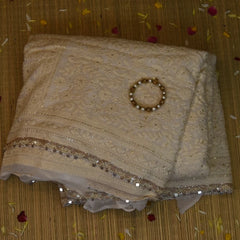 Georgette Pure White Saree with Blouse