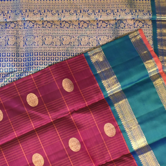 Kanchipuram Silk Purple Plum Saree with Blouse