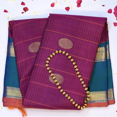 Kanchipuram Silk Purple Plum Saree with Blouse