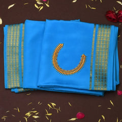Mysore Crepe Silk Sky Blue Saree