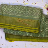 Pochampally Ikkat Jade Green Saree with Green Zari Border and Blouse