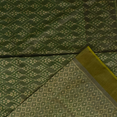 Pochampally Ikkat Jade Green Saree with Green Zari Border and Blouse