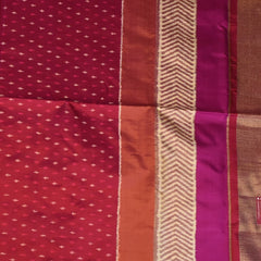 Pochampally Ikkat Magenta Saree with Three-Layered Border and Blouse