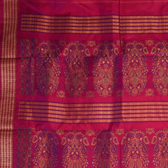 Gadwal paithani half jari pure silk Burnt Orange Saree with Blouse