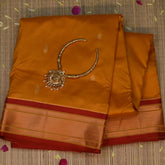 Gadwal paithani half jari pure silk Burnt Orange Saree with Blouse