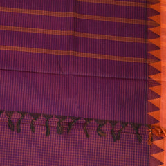 Kanchi Cotton Grape Wine Saree With Orange Thread Boarder with Blouse