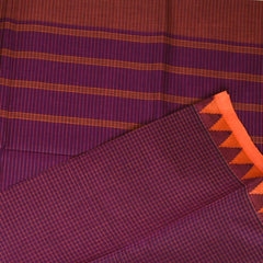 Kanchi Cotton Grape Wine Saree With Orange Thread Boarder with Blouse