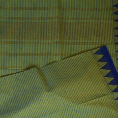 Kanchi Cotton Pista Green With Blue Border