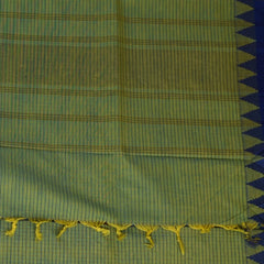 Kanchi Cotton Pista Green With Blue Border