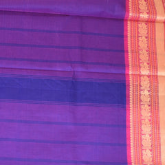 Kanchi Cotton Violet Saree With Pink Threadwork Border