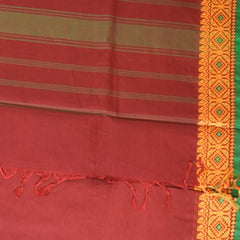 Kanchi Cotton Maroon Saree Thread Work Boarder with Blouse