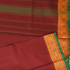 Kanchi Cotton Maroon Saree Thread Work Boarder with Blouse