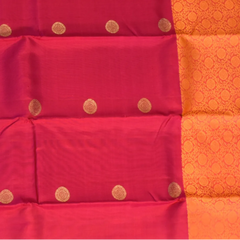 Kanchipuram Silk Dark Burgundy & Copper Saree with Blouse