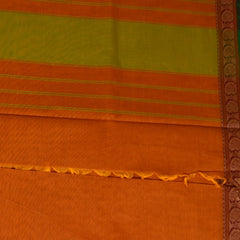 Kanchi Cotton Orange Saree With Treadwork Border
