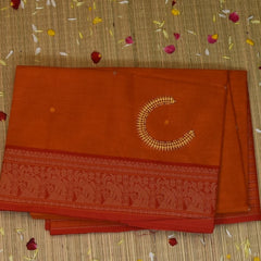 Kanchi Cotton Shot Orange Saree With Thread Boarder with Blouse