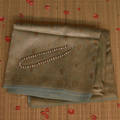 Honeydew Benares Chanderi Silk Saree with Full Zari