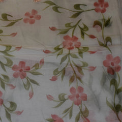 White Cotton Saree with Captivating Ruby Red Flower Designs