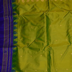 Ilkal Gadwal Silk Parrot Green Saree Blue Boarder with Blouse