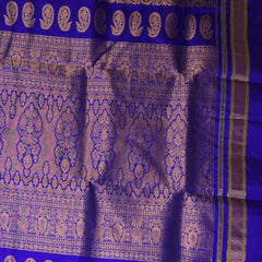 Ilkal Gadwal Silk Parrot Green Saree Blue Boarder with Blouse