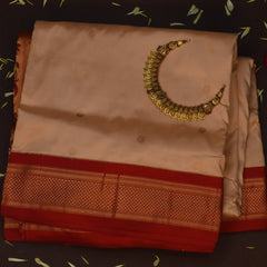 Gadwal paithani half jari pure silk cream Saree with Blouse