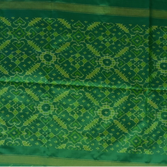 Pochampally Ikkat Bottle Green Saree with Gold Zari Border and Blouse