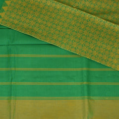 Kanchi Cotton Green Saree With Mustard Thread Work Border