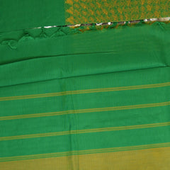 Kanchi Cotton Green Saree With Mustard Thread Work Border