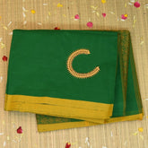 Kanchi Cotton Green Saree With Mustard Thread Work Border