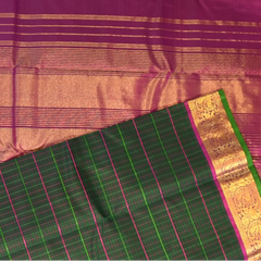 Kanchipuram Silk Hunter Green Saree with Blouse