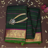 Kanchipuram Silk Hunter Green Saree with Blouse